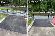 Заборчик с нового съезда, у сквера Победы, наконец всё таки убрали